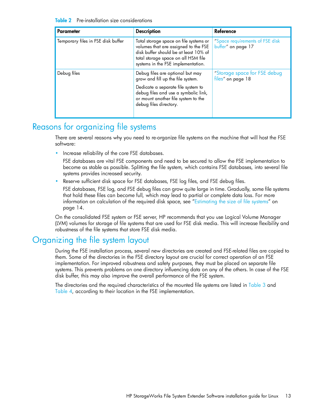 HP File System Extender (FSE) manual Reasons for organizing file systems, Organizing the file system layout 