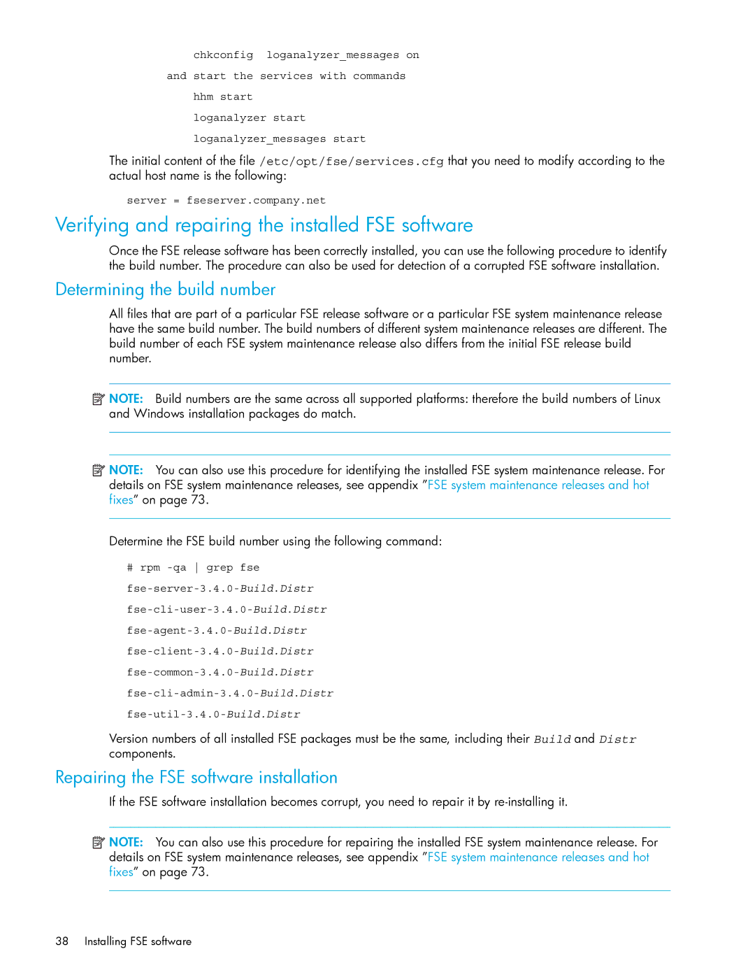 HP File System Extender (FSE) manual Verifying and repairing the installed FSE software, Determining the build number 