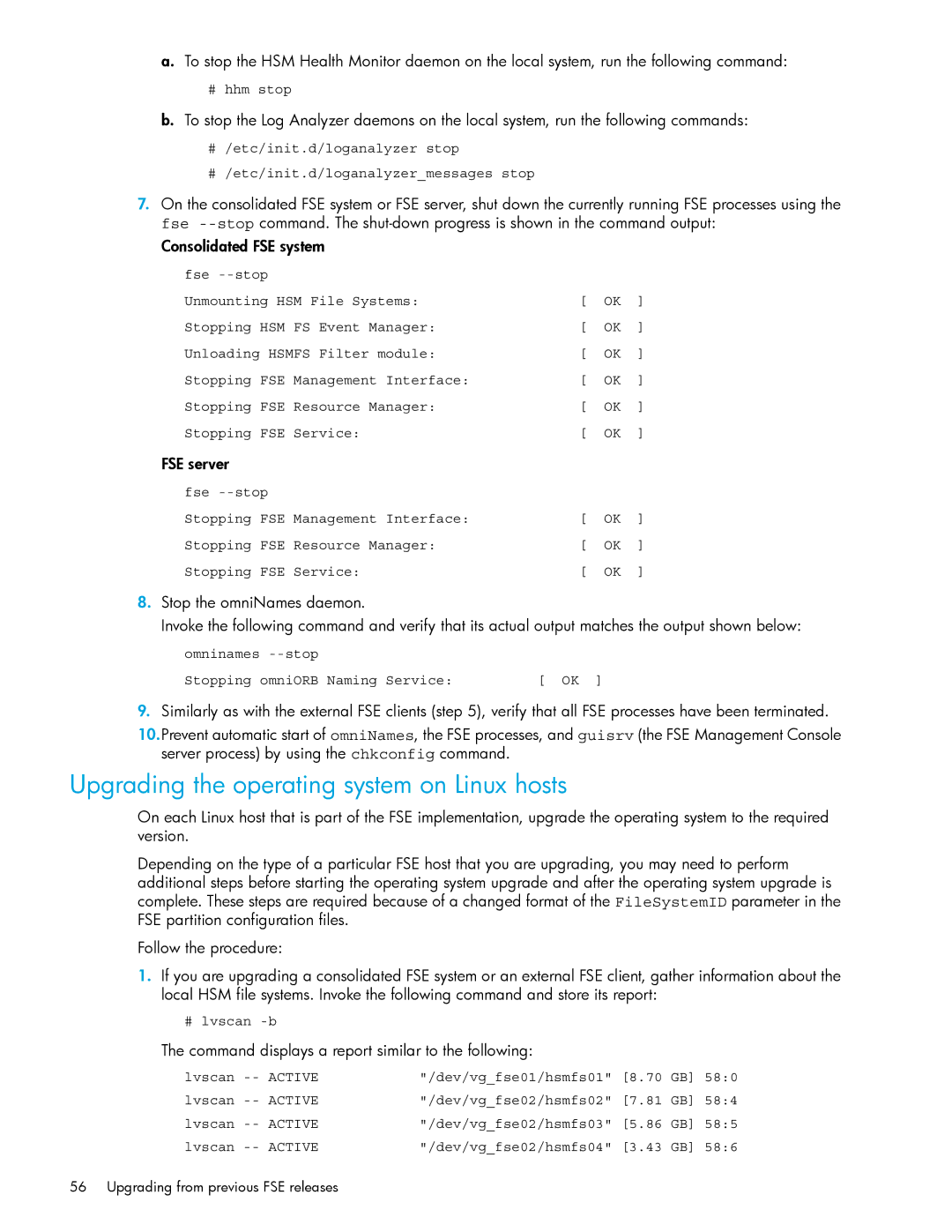 HP File System Extender (FSE) manual Upgrading the operating system on Linux hosts 