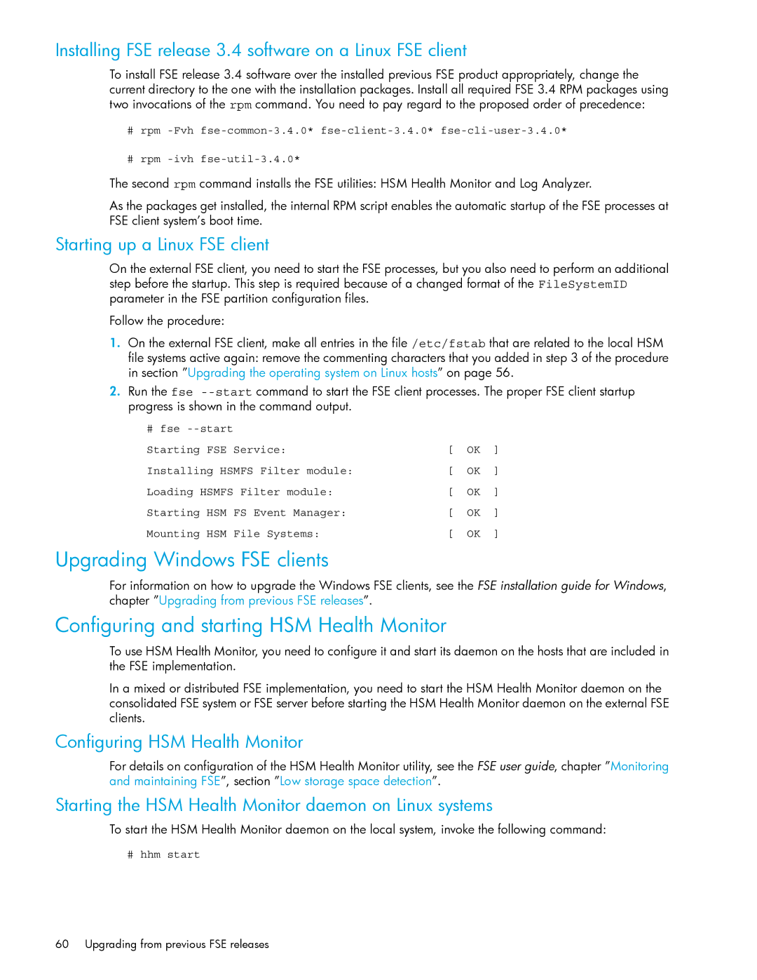 HP File System Extender (FSE) Upgrading Windows FSE clients, Installing FSE release 3.4 software on a Linux FSE client 