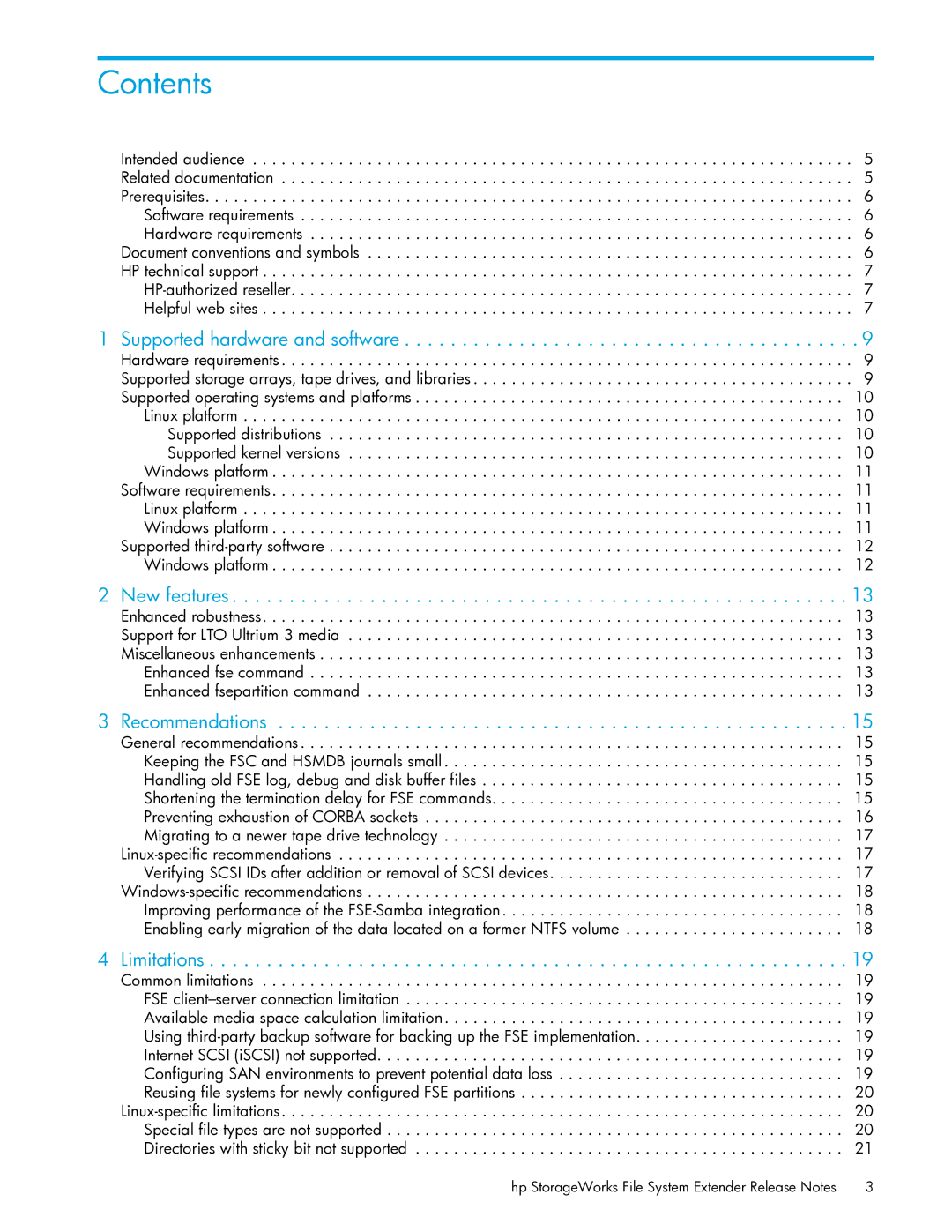 HP File System Extender (FSE) manual Contents 