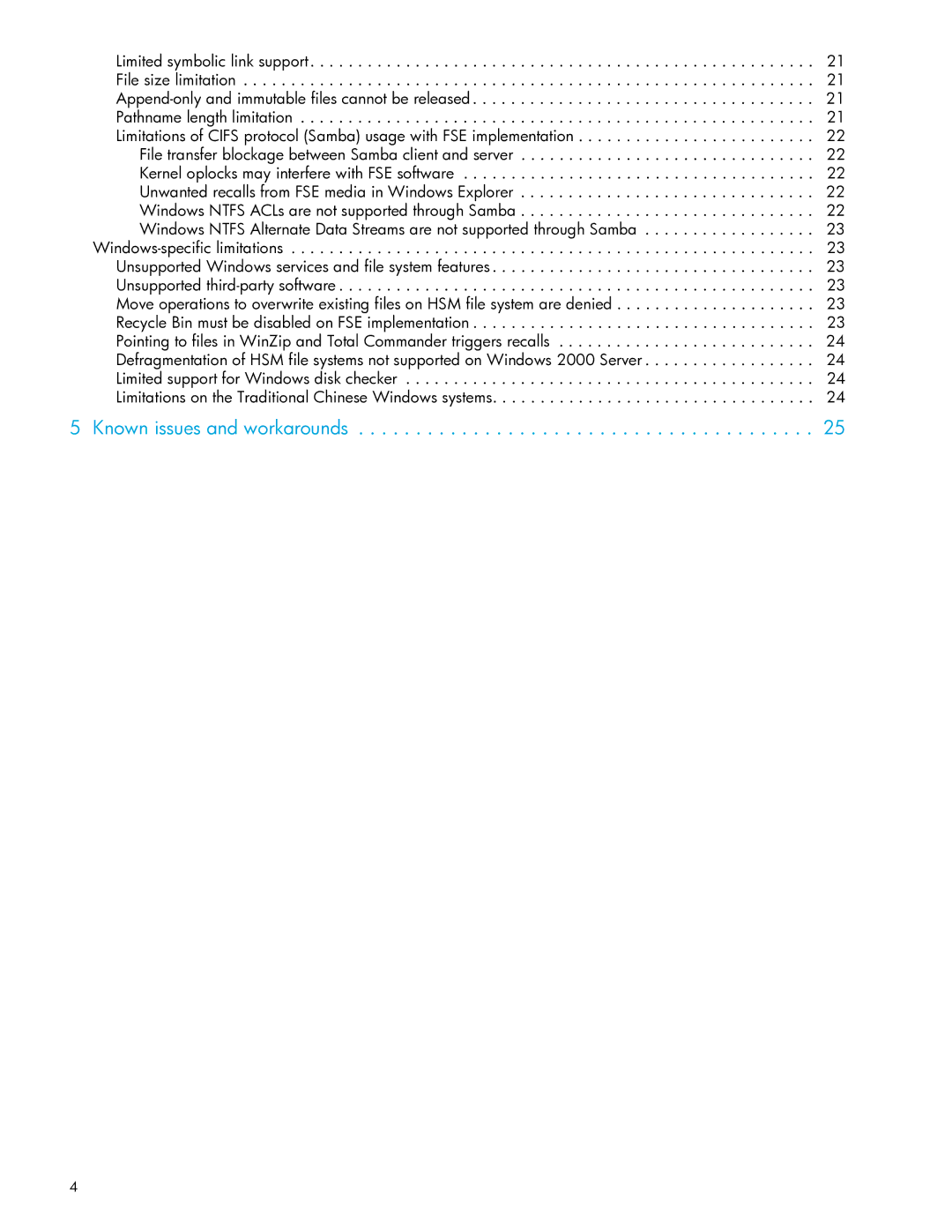 HP File System Extender (FSE) manual Known issues and workarounds 