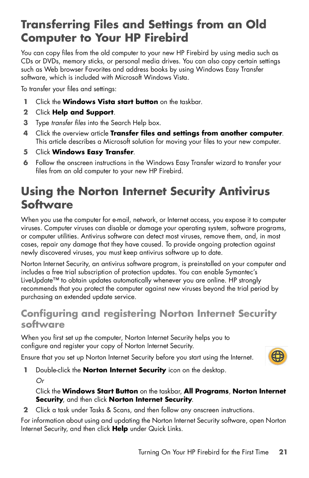 HP Firebird with DNA 803, Firebird with DNA 802 manual Using the Norton Internet Security Antivirus Software 