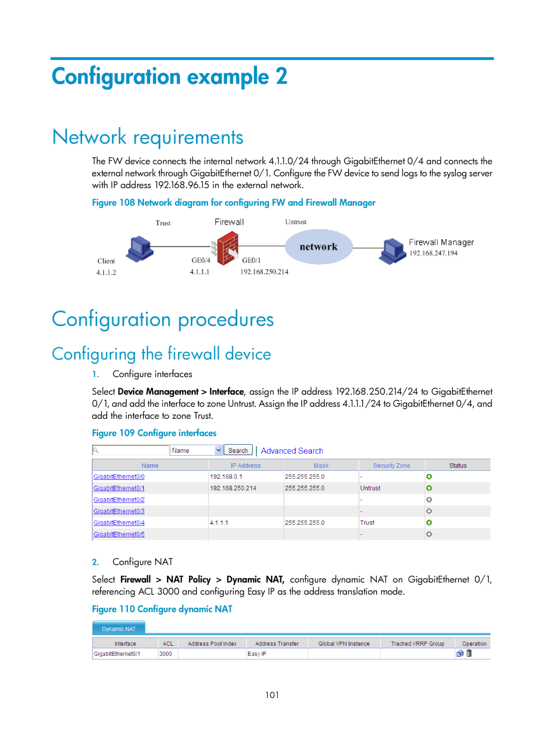 HP Firewall manual Configuration procedures, Configuring the firewall device 