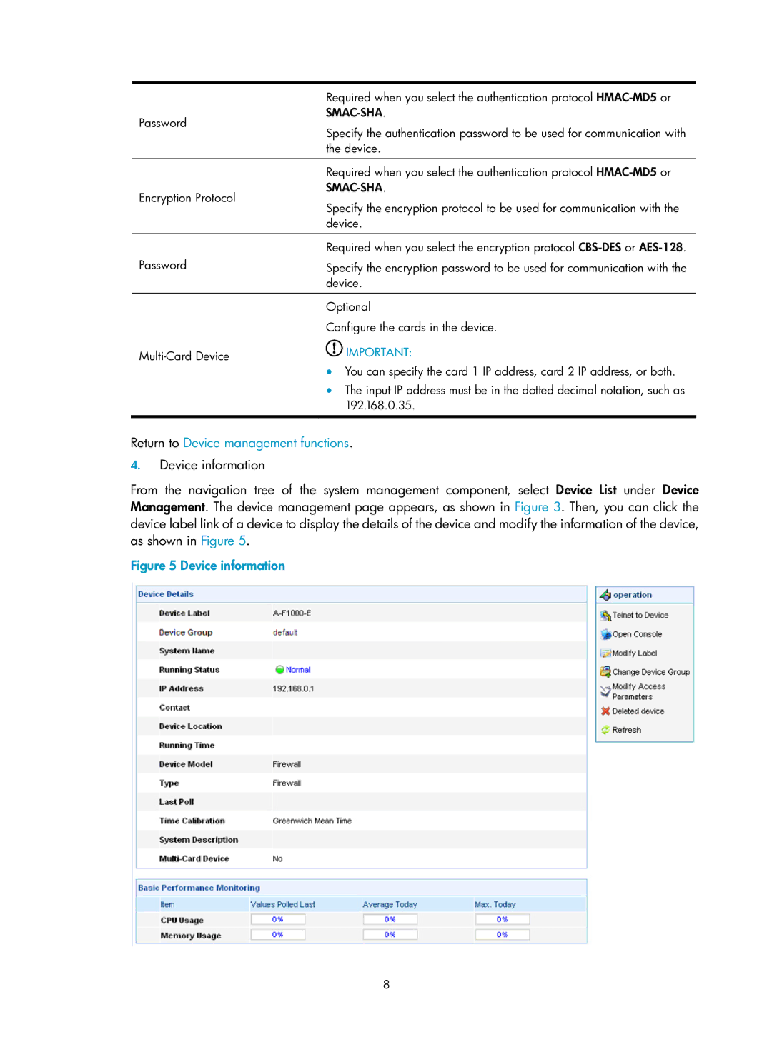 HP Firewall manual Device information 