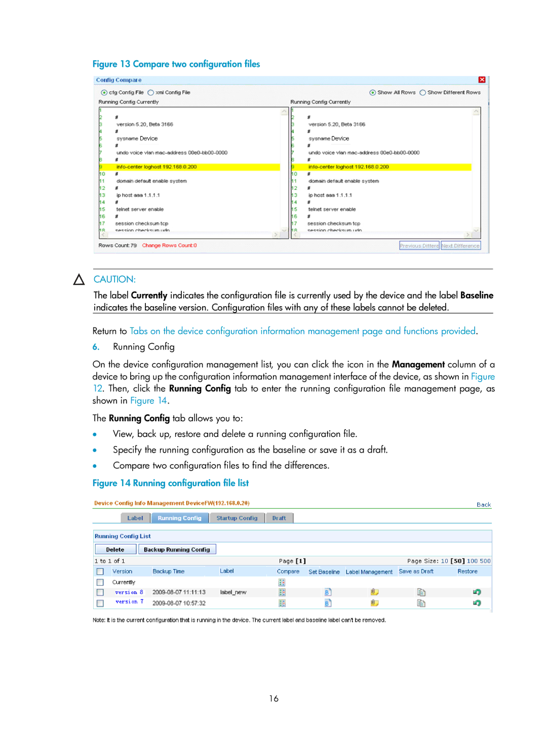 HP Firewall manual Compare two configuration files 