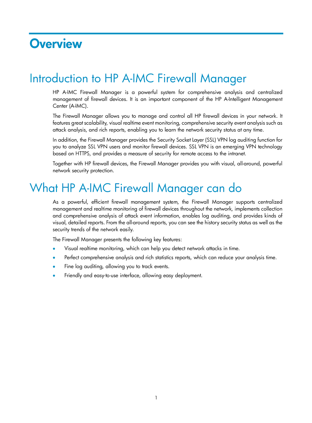 HP manual Introduction to HP A-IMC Firewall Manager, What HP A-IMC Firewall Manager can do 