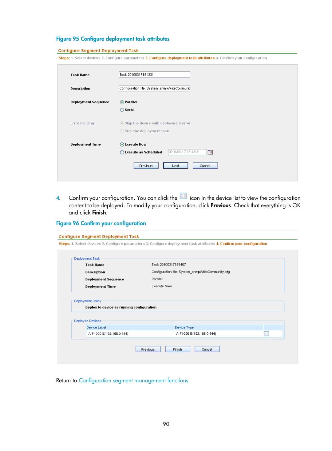 HP Firewall manual Configure deployment task attributes 