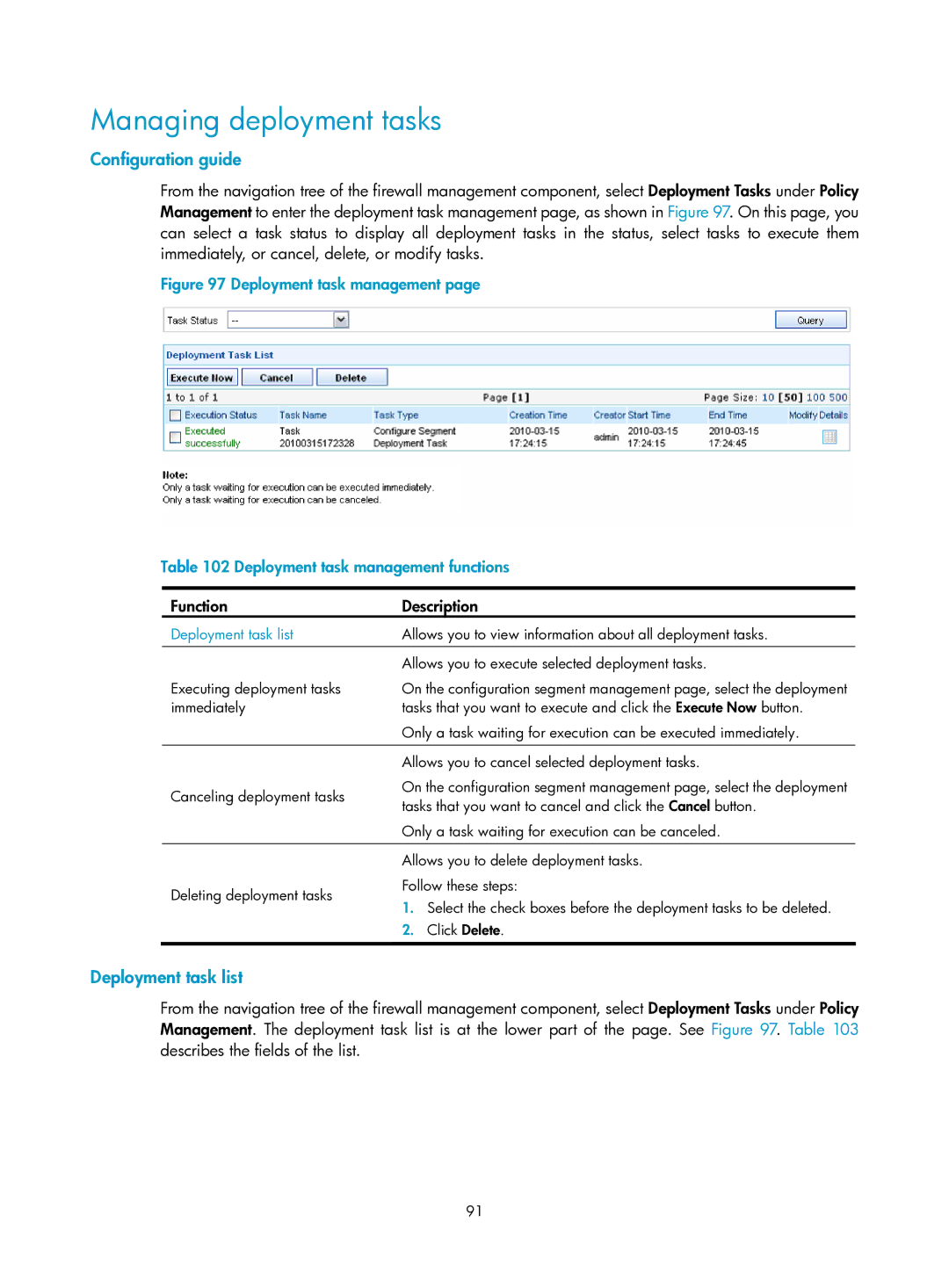 HP Firewall manual Deployment task list 