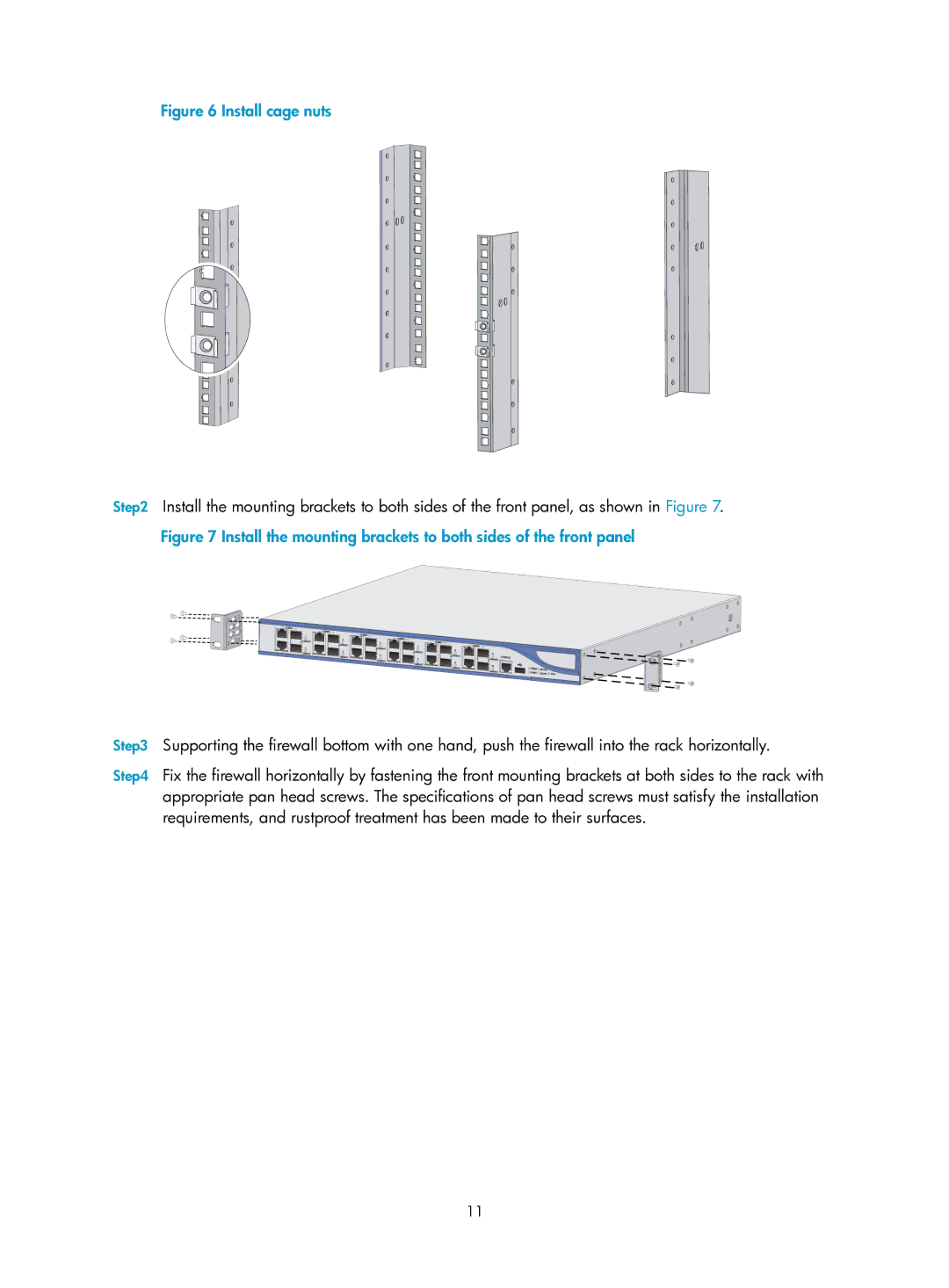 HP Firewall manual Install cage nuts 