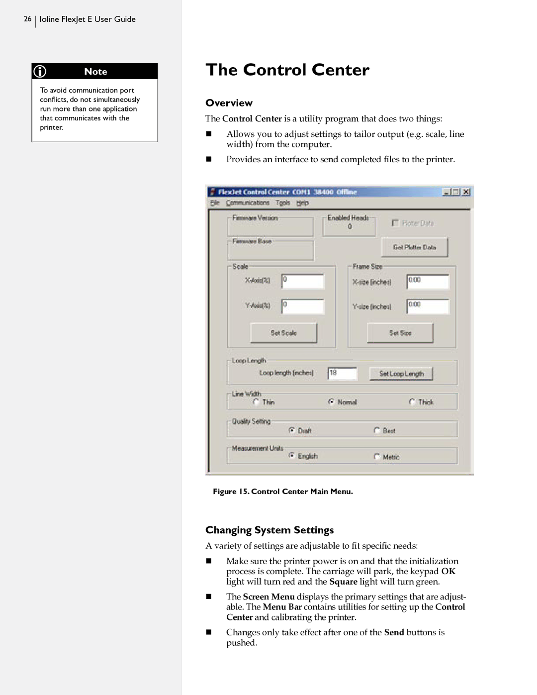 HP FlexJet E Control Center, Overview, Changing System Settings, Variety of settings are adjustable to fit specific needs 