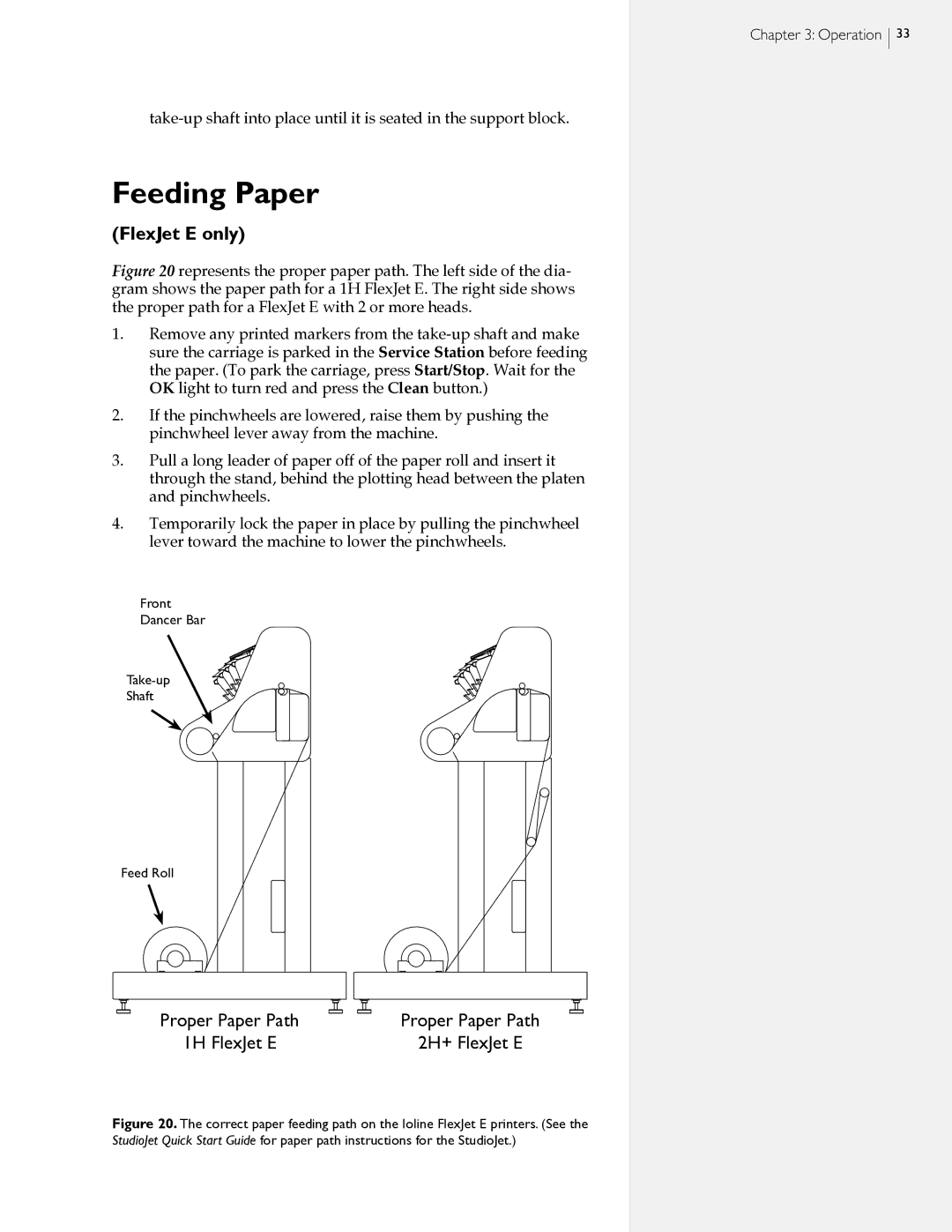 HP StudioJet manual Feeding Paper, 2H+ FlexJet E 