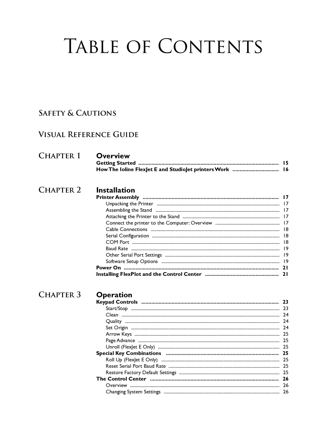 HP FlexJet E, StudioJet manual Table of Contents 