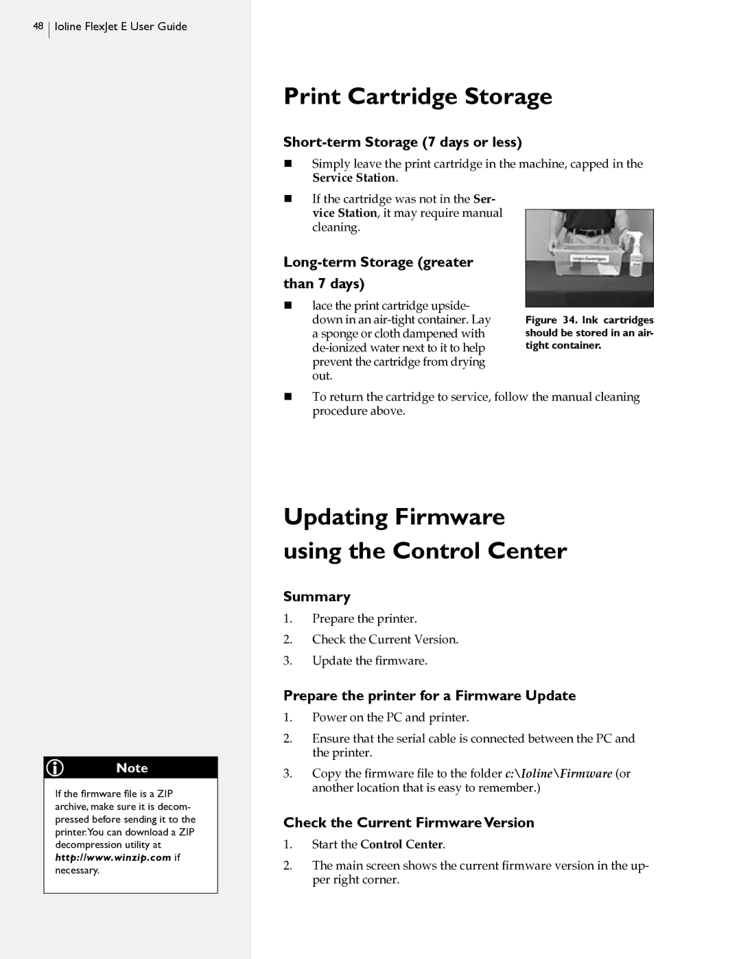 HP FlexJet E, StudioJet manual Print Cartridge Storage 