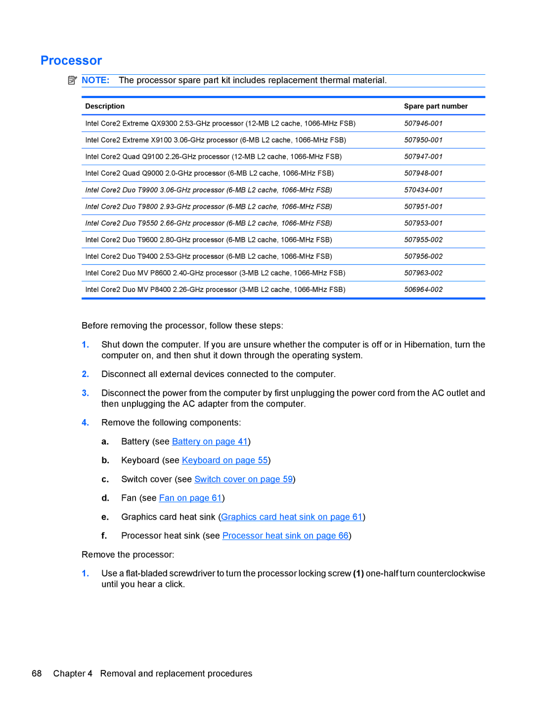 HP FN038UAABA, FN037UAABA manual Processor 