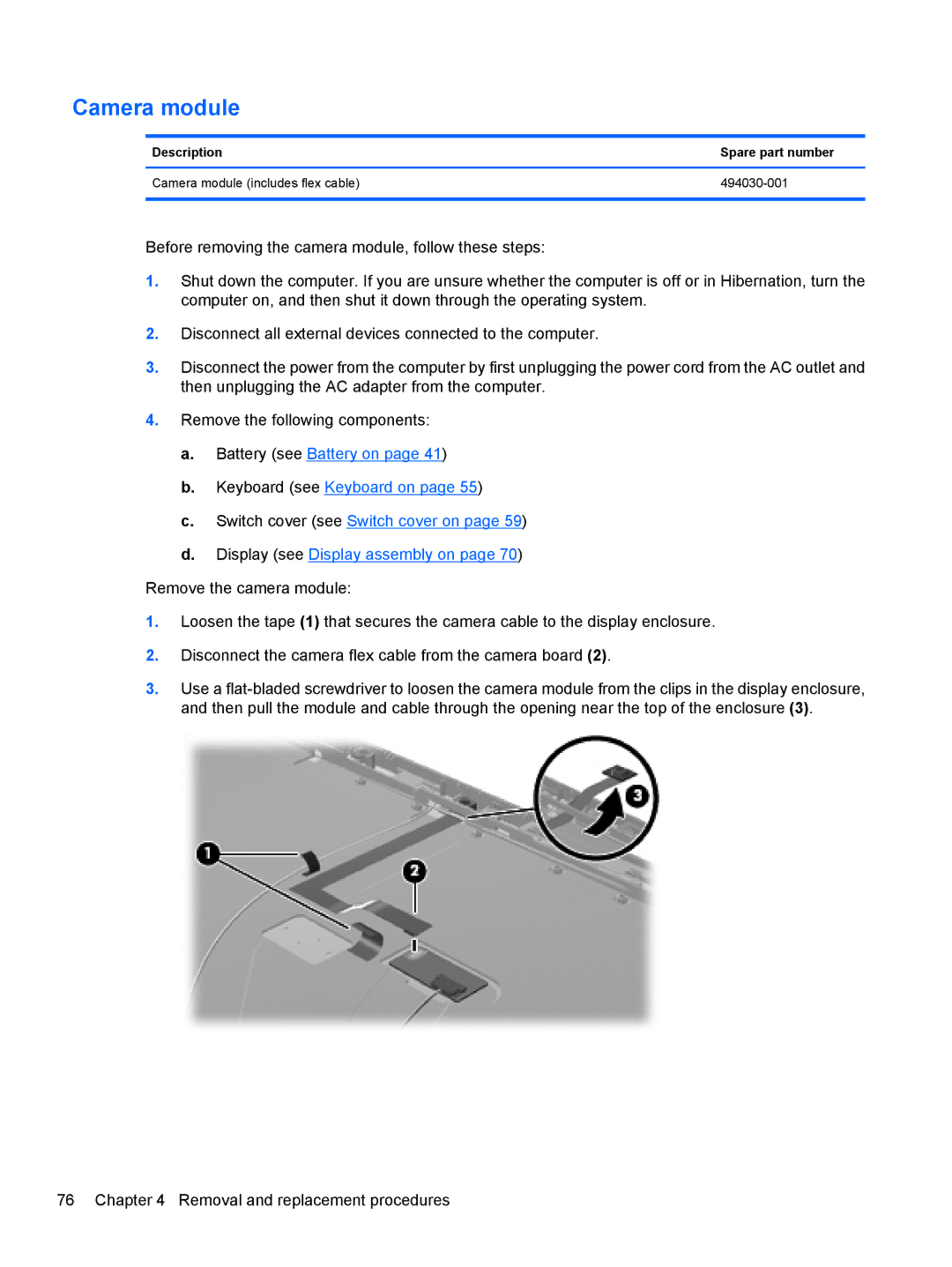 HP FN038UAABA, FN037UAABA manual Camera module 