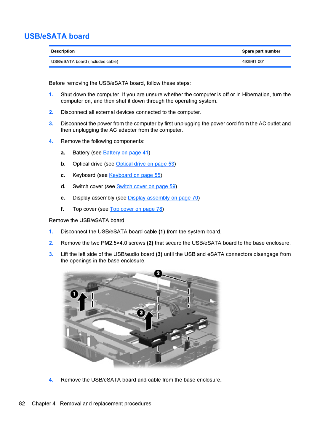 HP FN038UAABA, FN037UAABA manual USB/eSATA board 