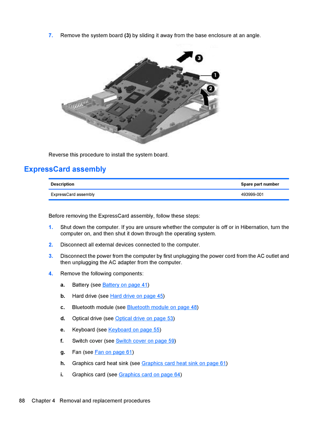 HP FN038UAABA, FN037UAABA manual ExpressCard assembly 