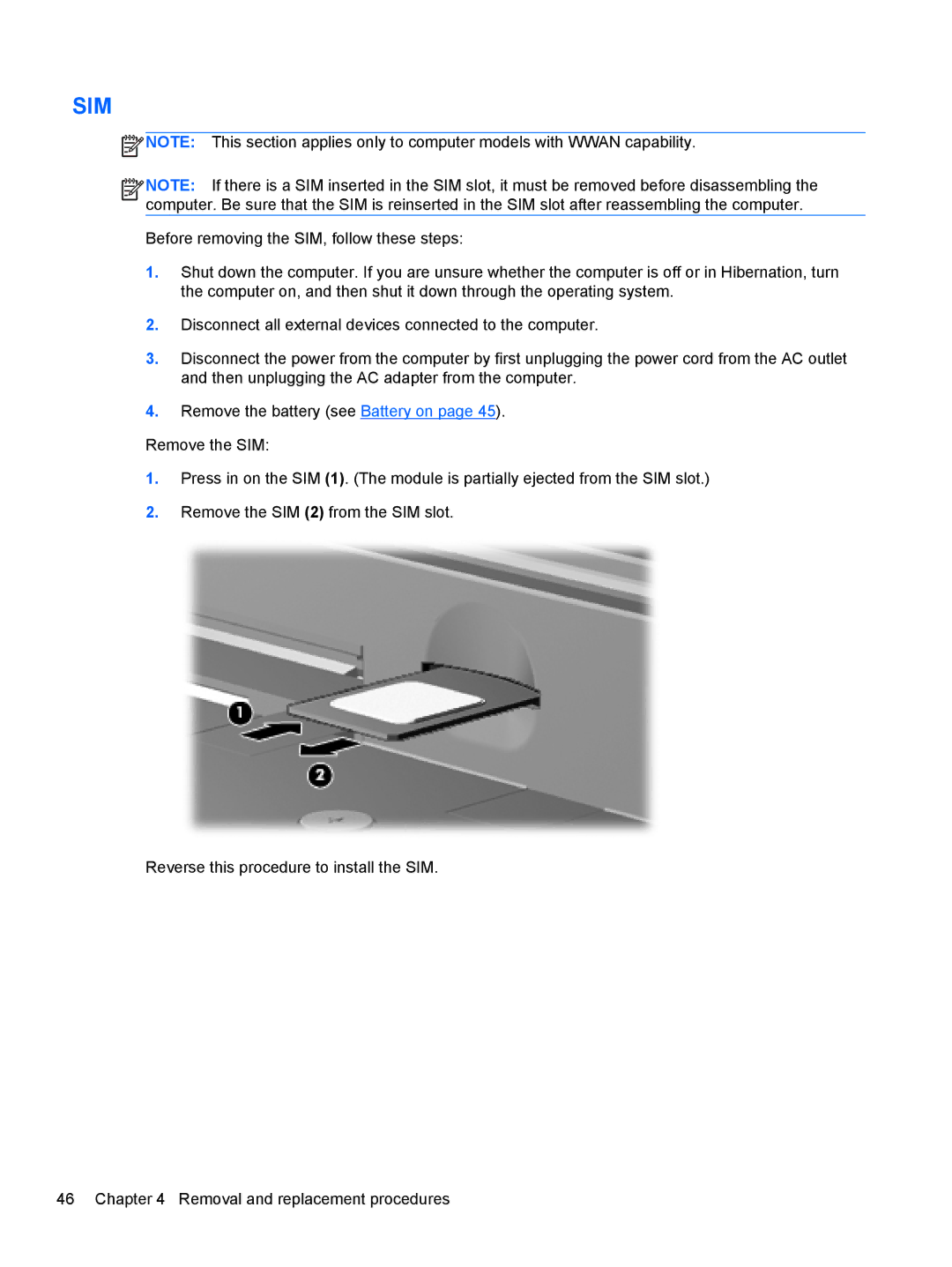 HP FN041UAABA manual Sim 