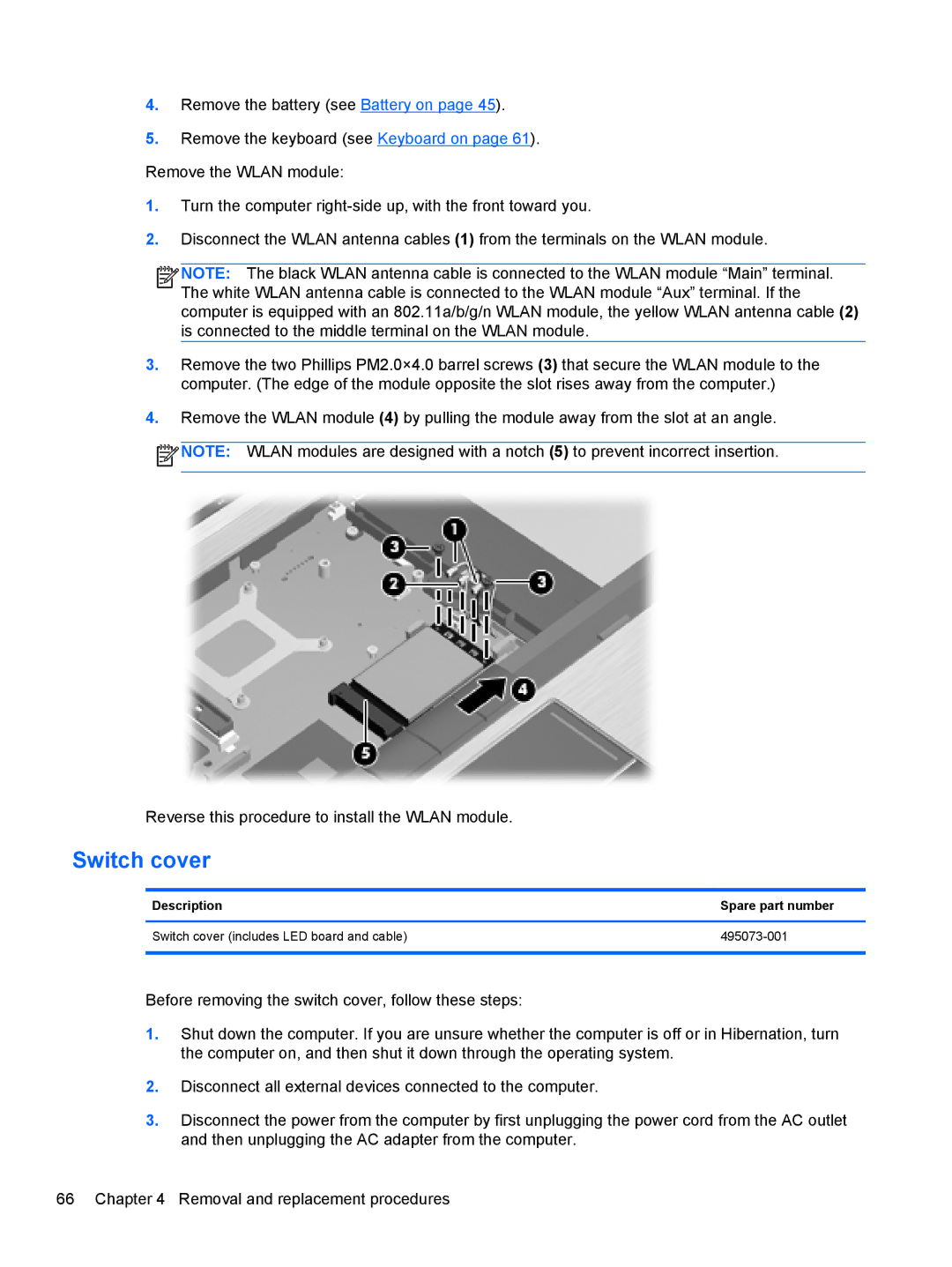 HP FN041UAABA manual Switch cover 