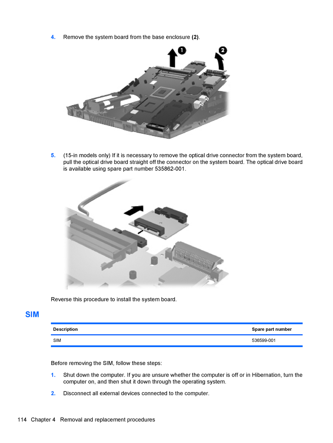 HP FN068UTABA, 4411S, 4410S manual Sim, 536599-001 