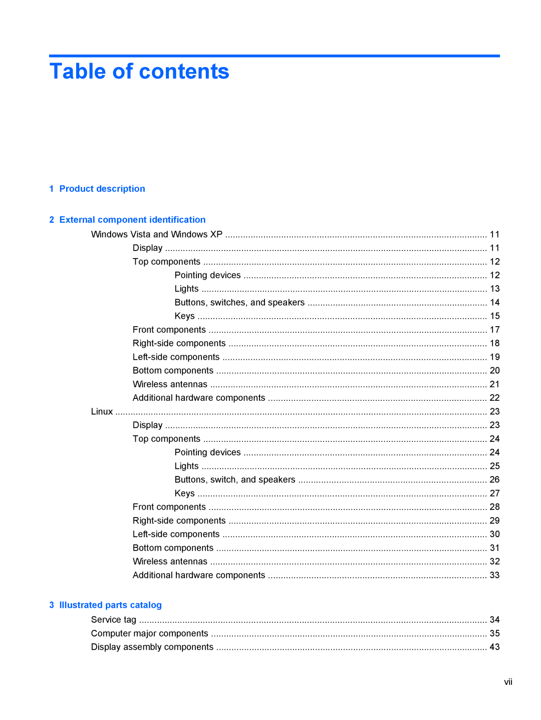 HP 4411S, FN068UTABA, 4410S manual Table of contents 