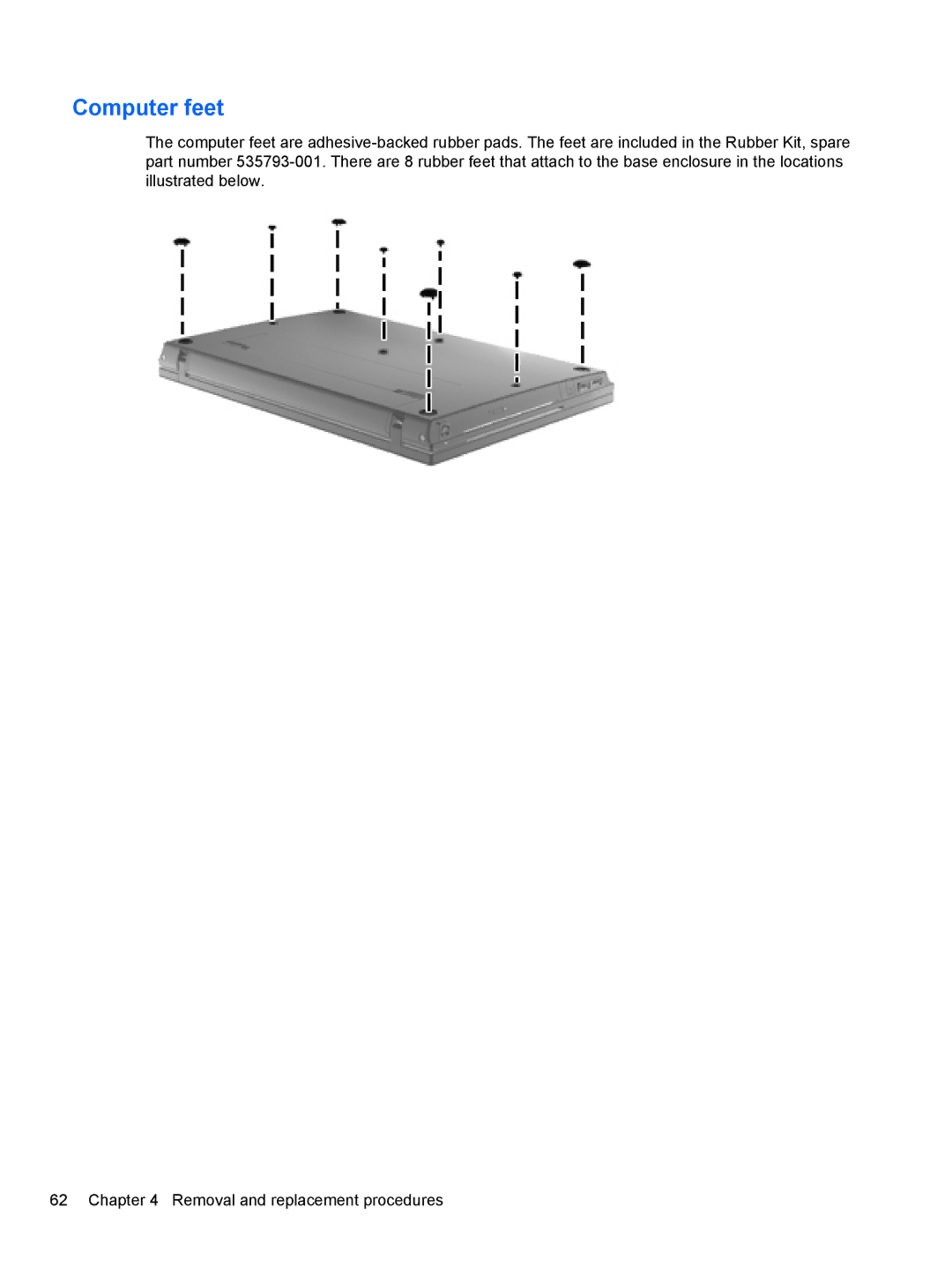 HP 4410S, FN068UTABA, 4411S manual Computer feet 