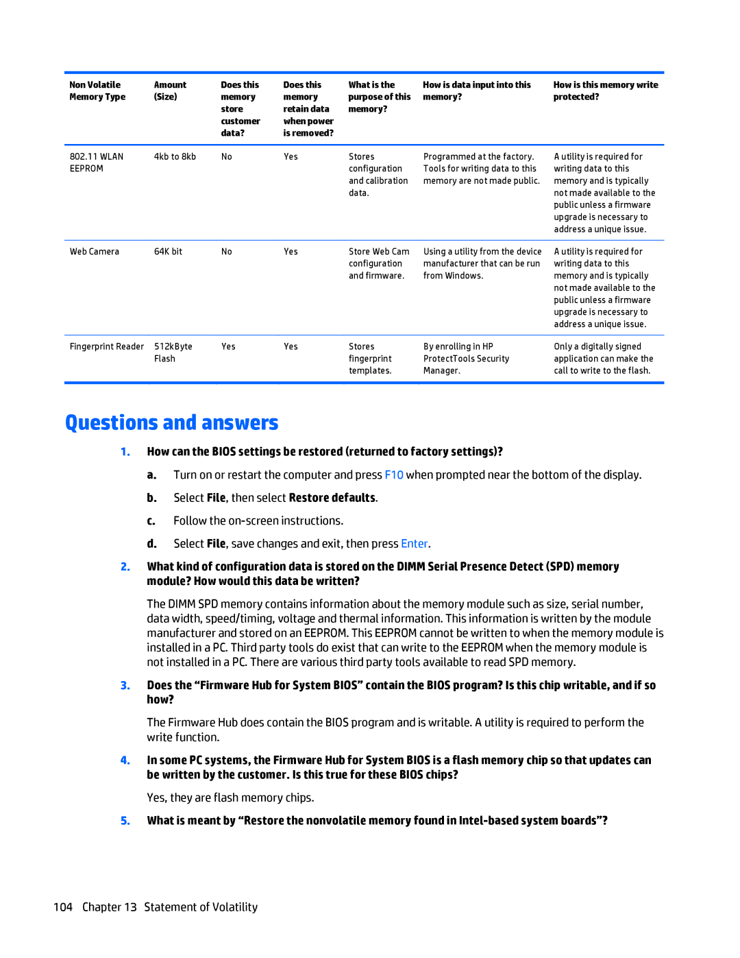 HP Folio 1040 G1 manual Questions and answers, Yes, they are flash memory chips 