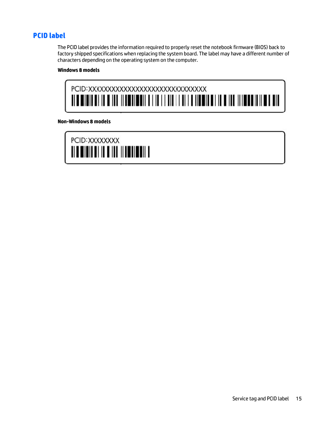 HP Folio 1040 G1 manual Service tag and Pcid label 