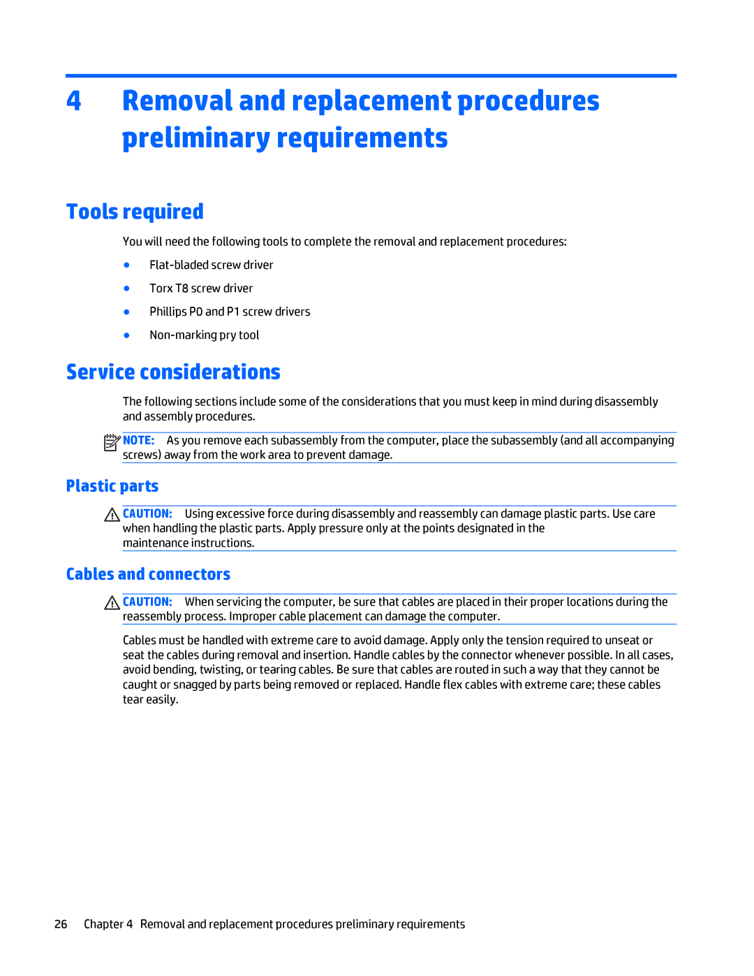 HP Folio 1040 G1 Tools required, Service considerations, Plastic parts, Cables and connectors, Maintenance instructions 