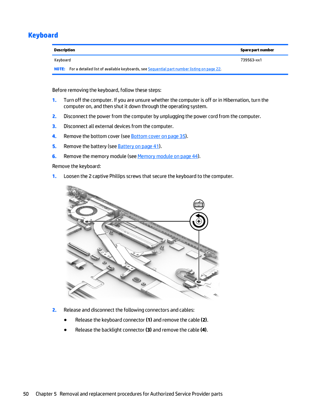 HP Folio 1040 G1 manual Keyboard 