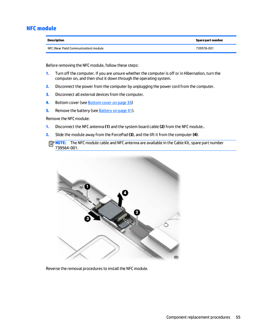 HP Folio 1040 G1 manual NFC module 