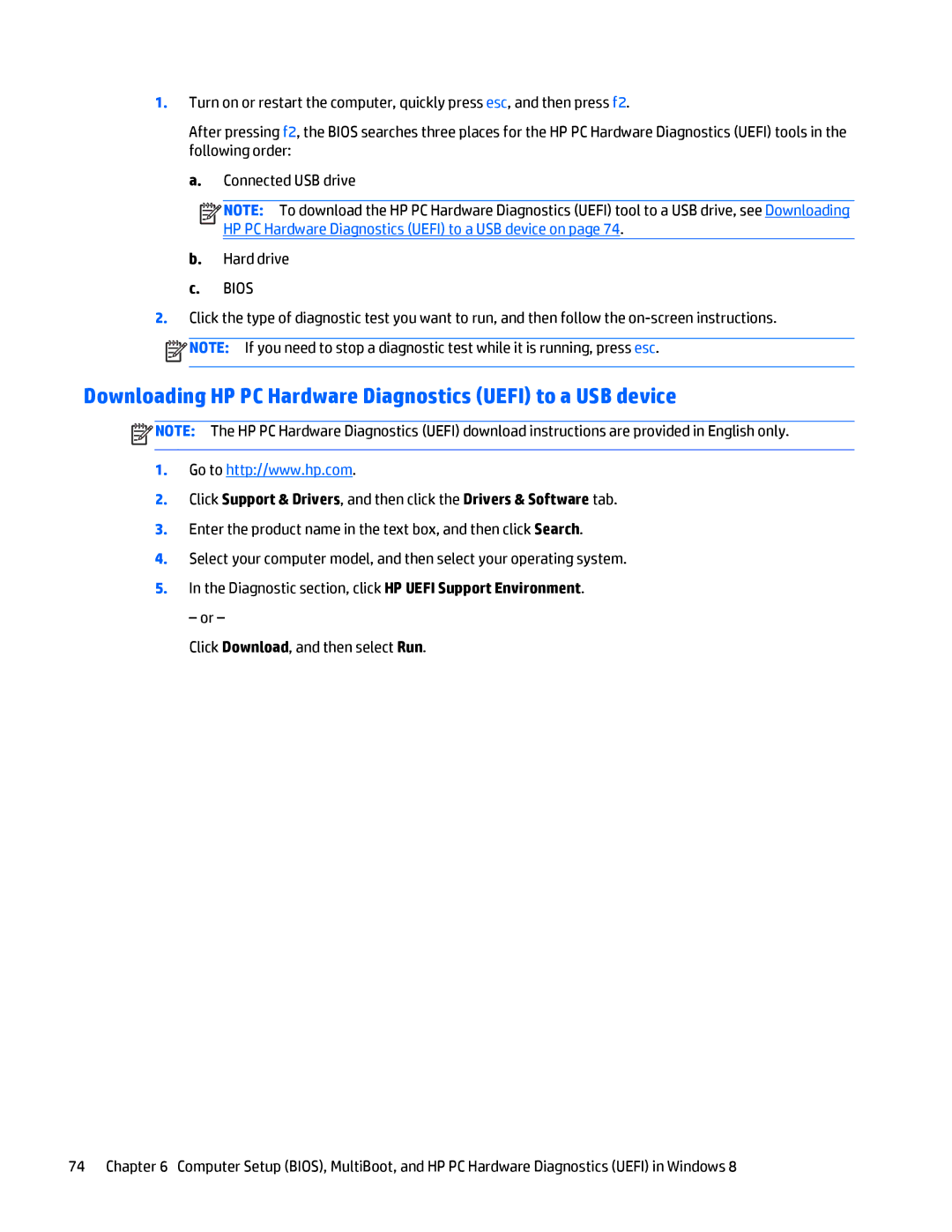 HP Folio 1040 G1 manual Downloading HP PC Hardware Diagnostics Uefi to a USB device 