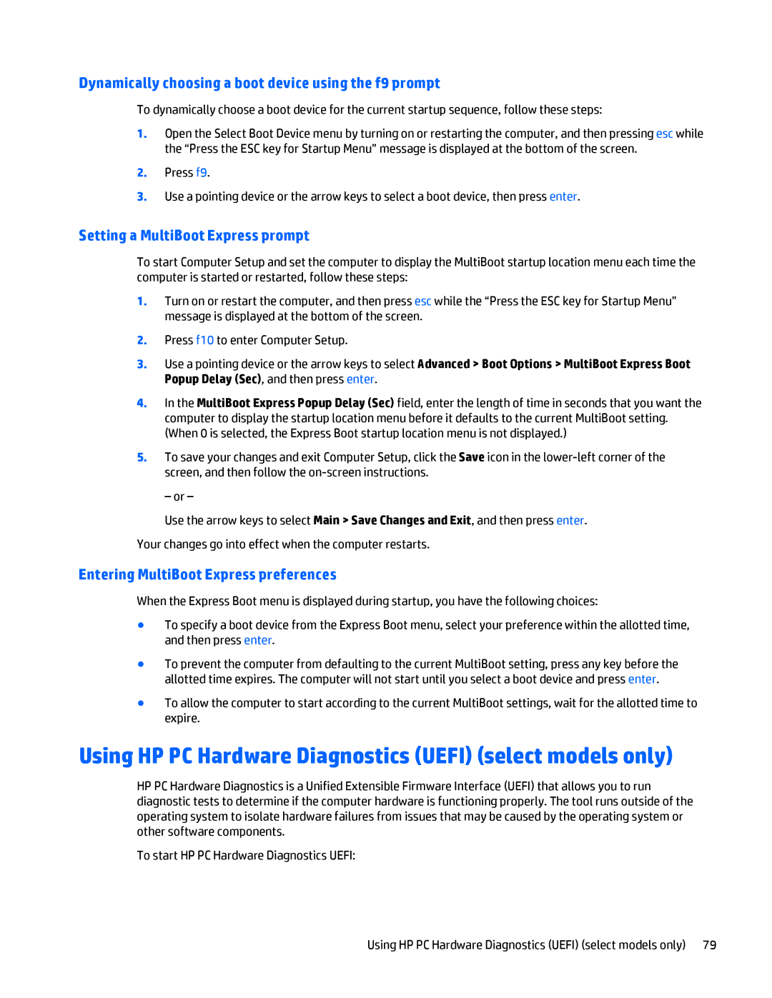 HP Folio 1040 G1 manual Using HP PC Hardware Diagnostics Uefi select models only 