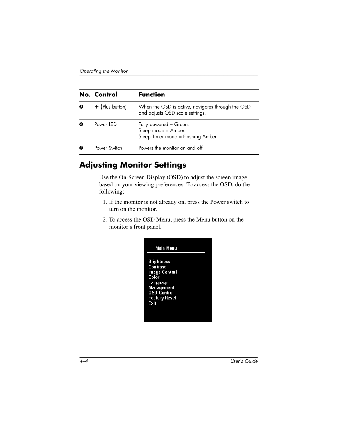 HP FP15, FP7317 manual Adjusting Monitor Settings 