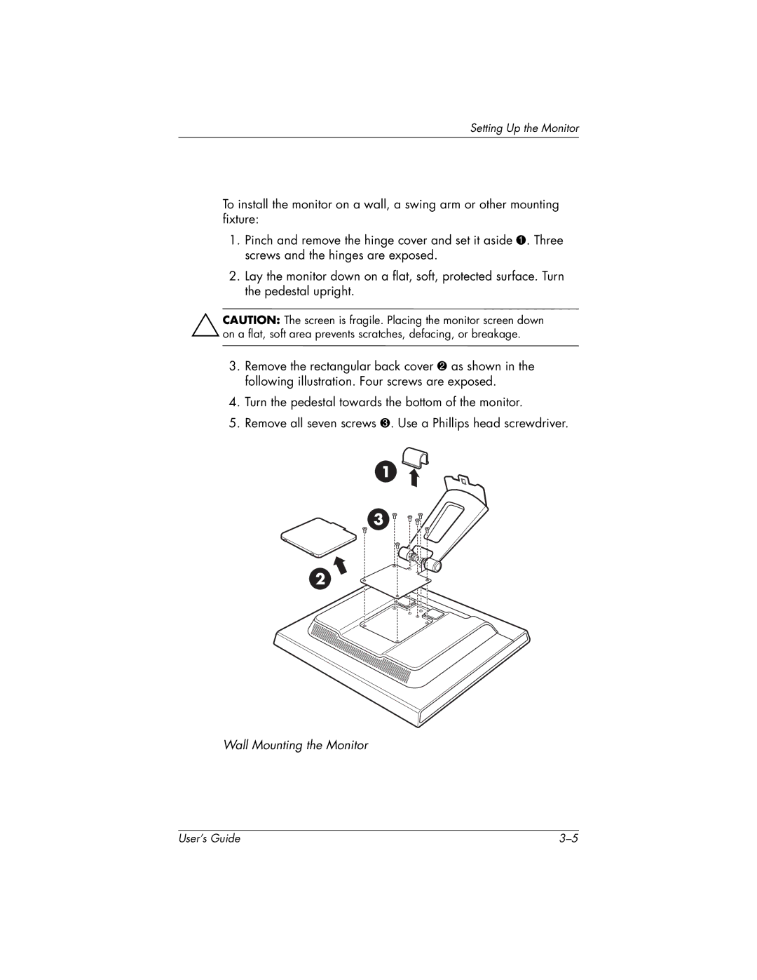 HP FP9419 manual Wall Mounting the Monitor 