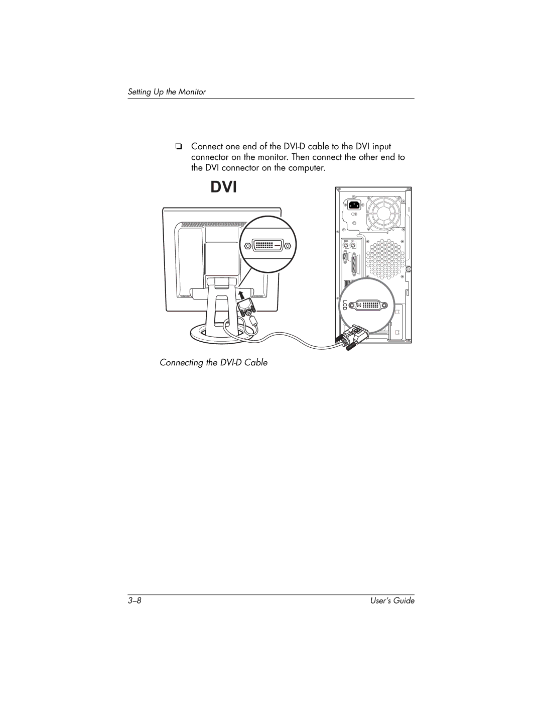 HP FP9419 manual Dvi, Connecting the DVI-D Cable 