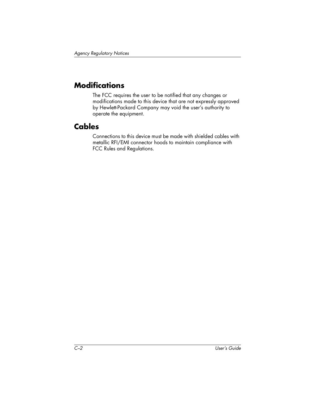 HP FP9419 manual Modifications, Cables 