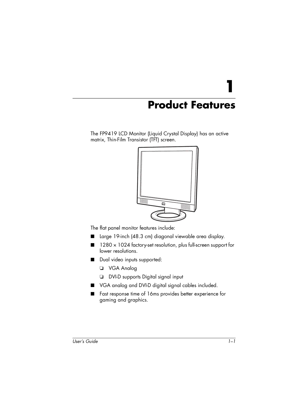 HP FP9419 manual Product Features 