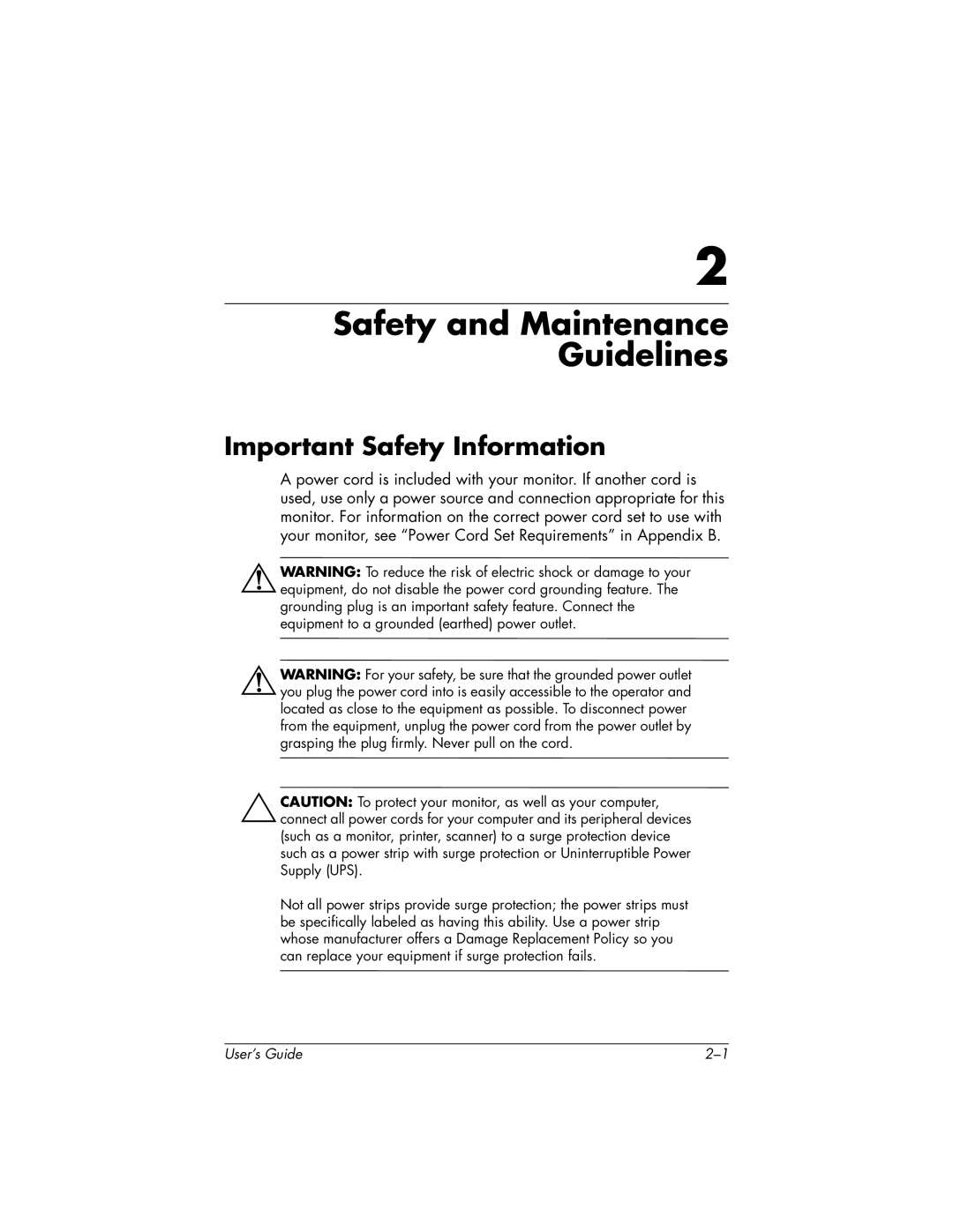 HP FP9419 manual Safety and Maintenance Guidelines, Important Safety Information 