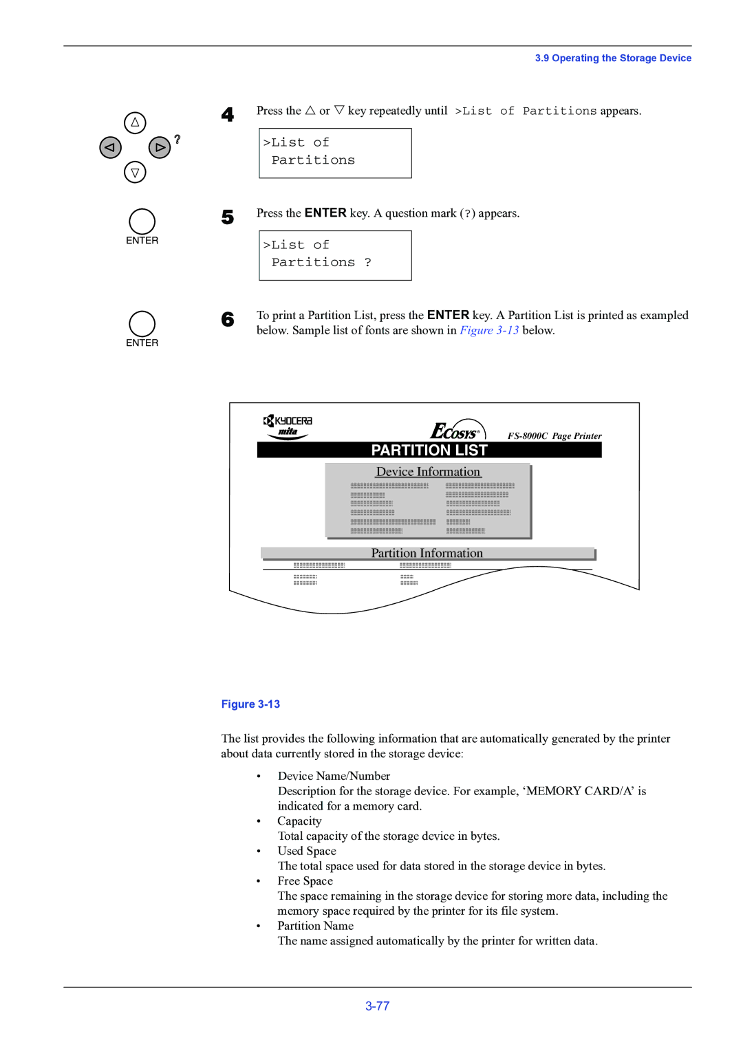 HP FS-8000C manual List of Partitions ? 