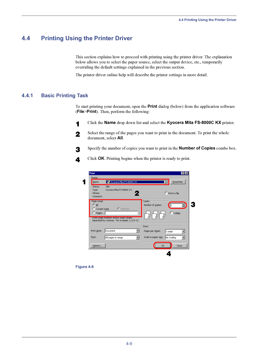 HP FS-8000C manual Printing Using the Printer Driver, Basic Printing Task 