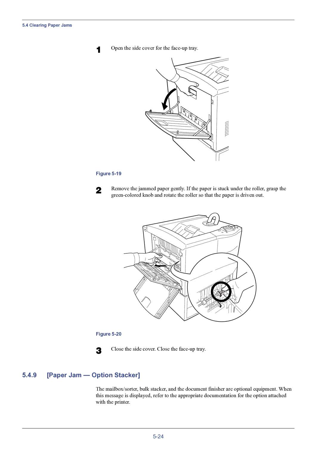 HP FS-8000C manual Paper Jam Option Stacker 