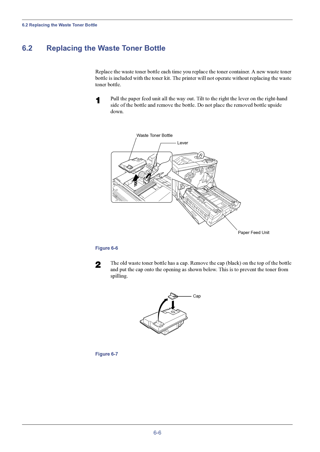 HP FS-8000C manual Replacing the Waste Toner Bottle 