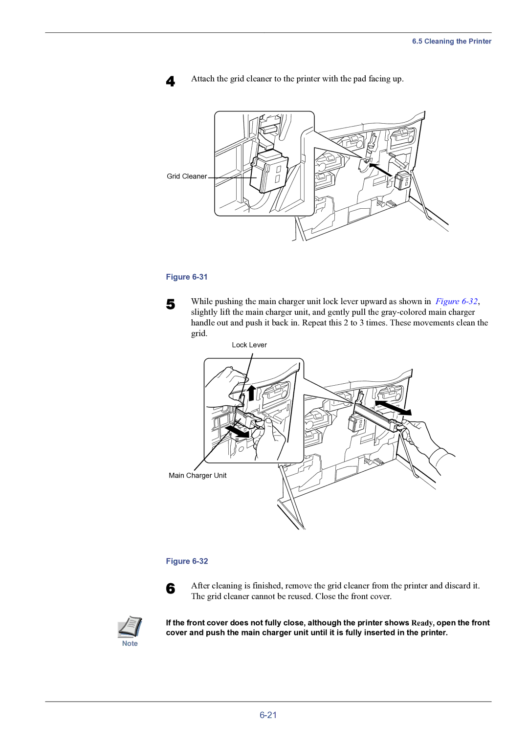 HP FS-8000C manual Grid cleaner cannot be reused. Close the front cover 