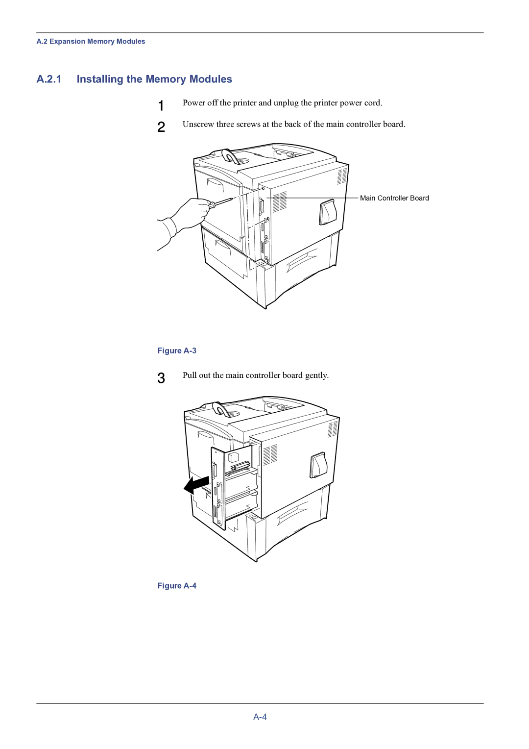 HP FS-8000C manual Installing the Memory Modules, Figure A-3 