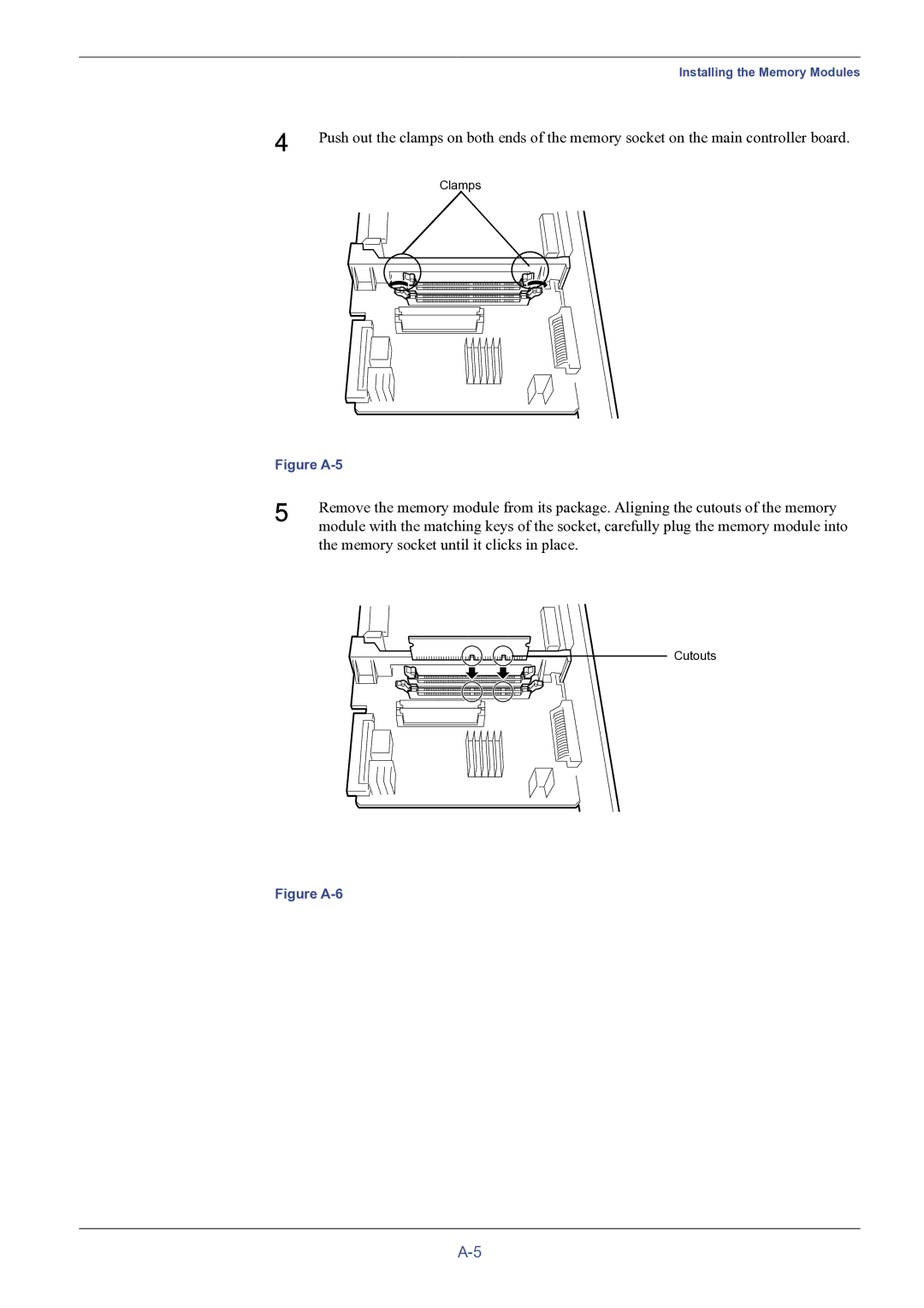 HP FS-8000C manual Memory socket until it clicks in place 