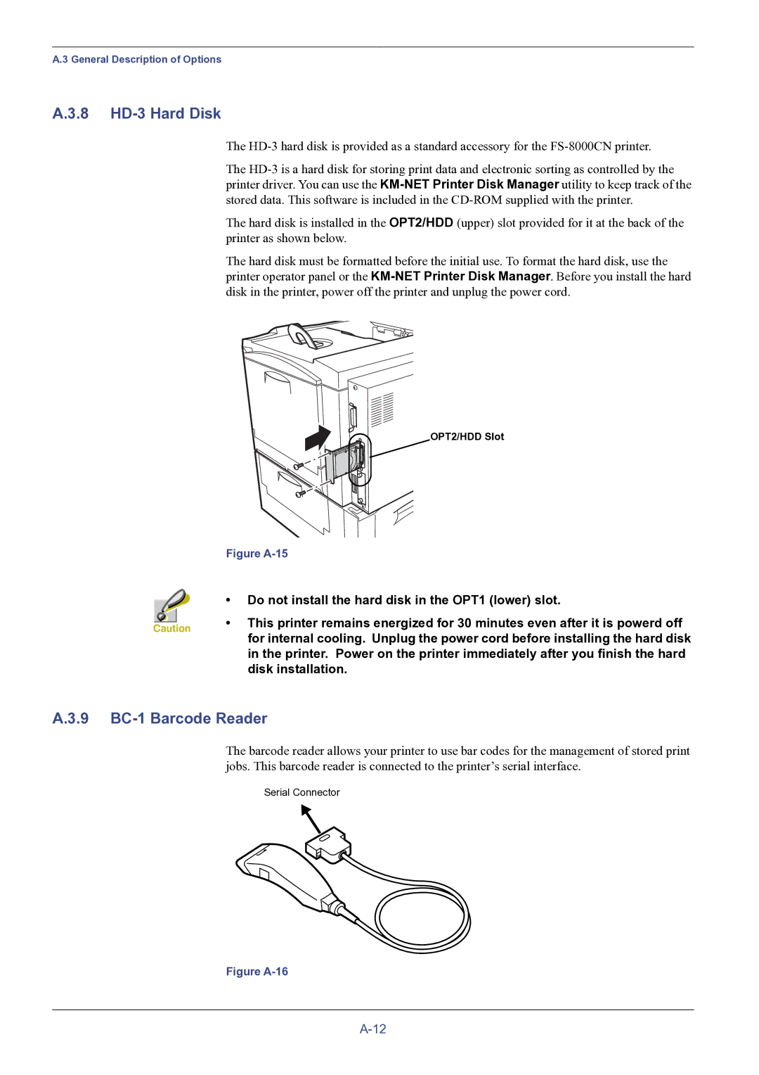 HP FS-8000C manual 8 HD-3 Hard Disk, 9 BC-1 Barcode Reader 