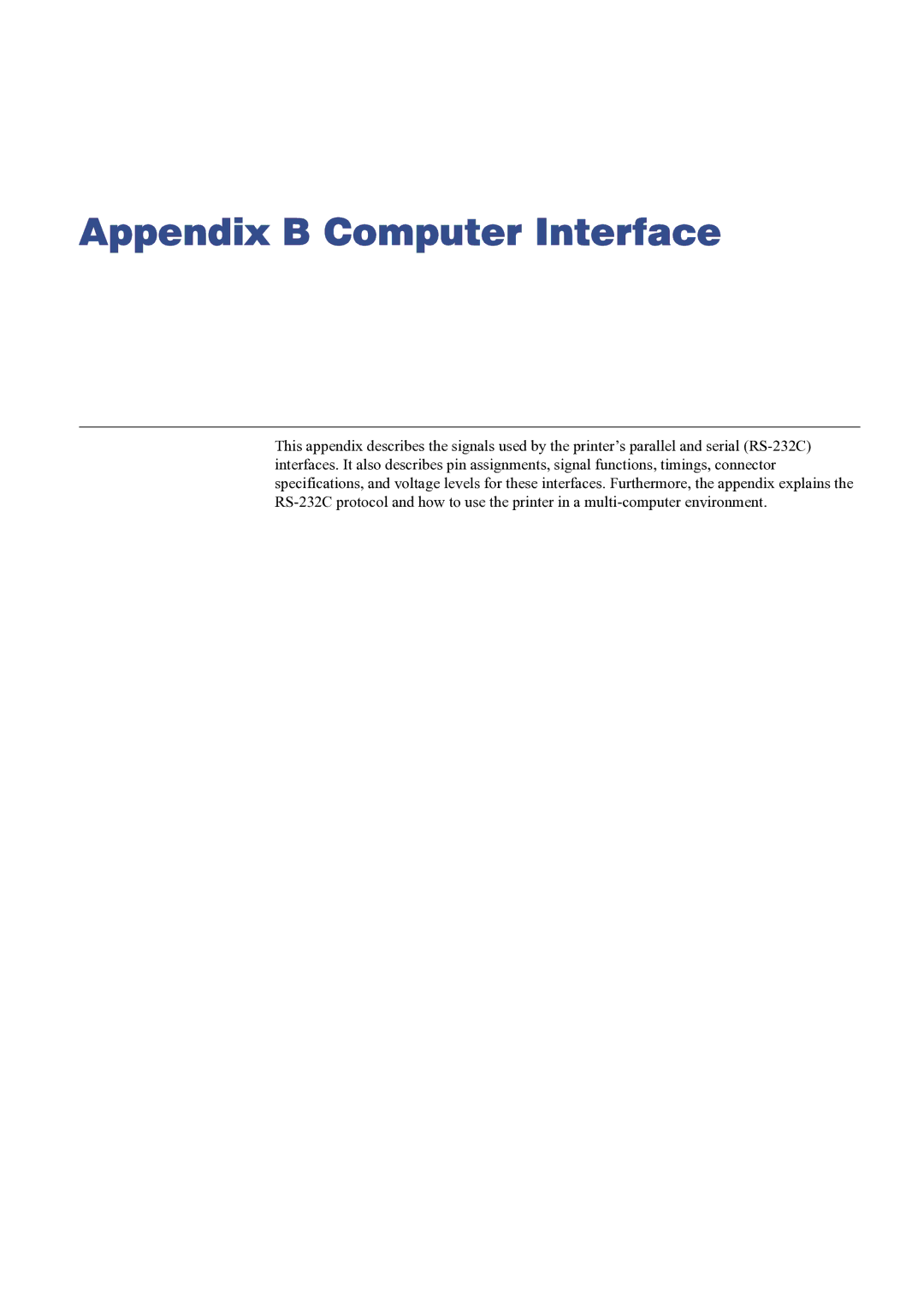 HP FS-8000C manual Appendix B Computer Interface 