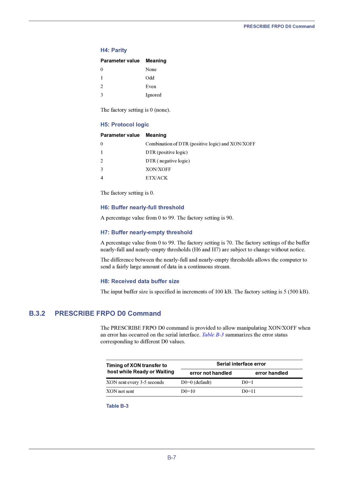 HP FS-8000C manual Prescribe Frpo D0 Command 